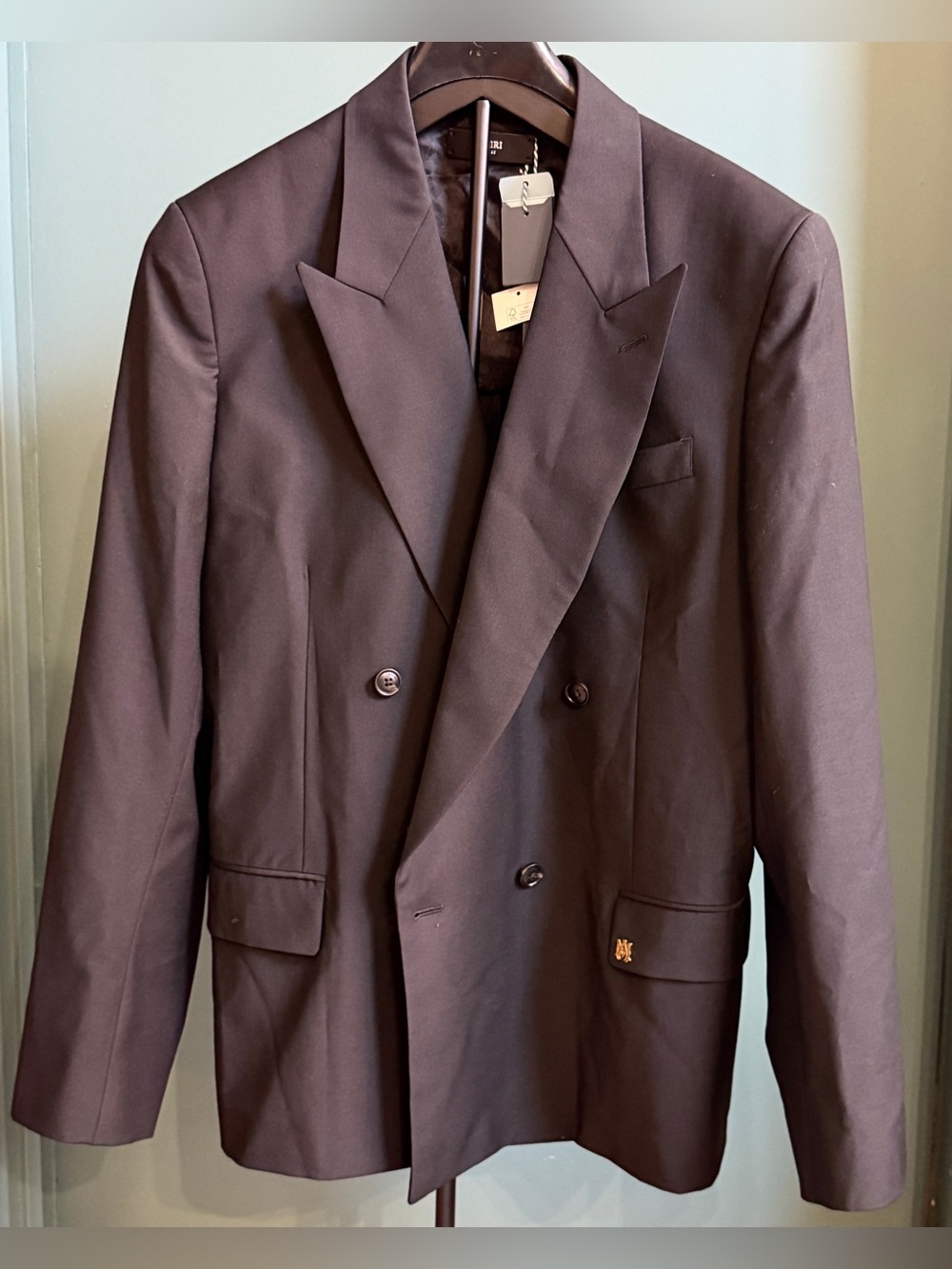 AMIRI Double Breasted Black Blazer Peak Lapel IT 52 / US 42 $2,490 NWT ITALY